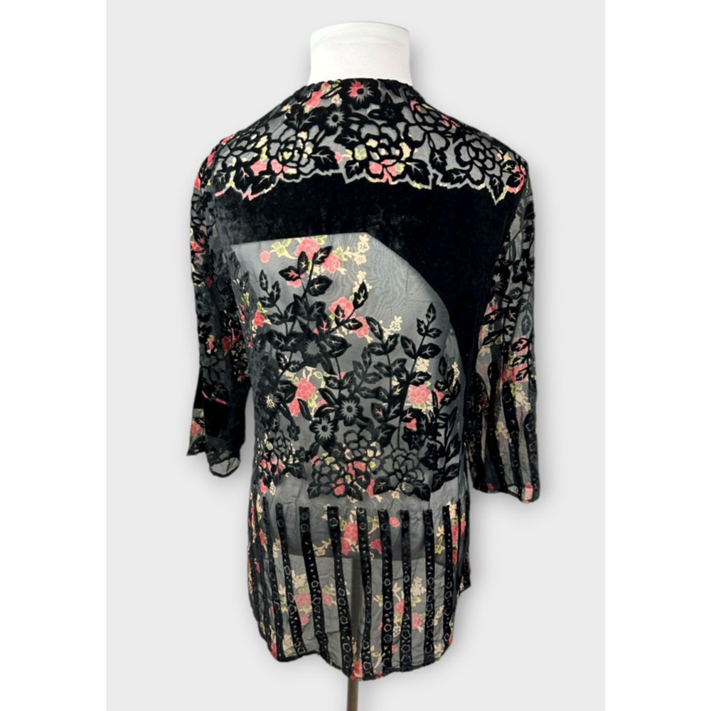 Urban Outfitters Kimono One Size Black Velvet Burnout Whimsigoth Fairy Shawl - Picture 9 of 14